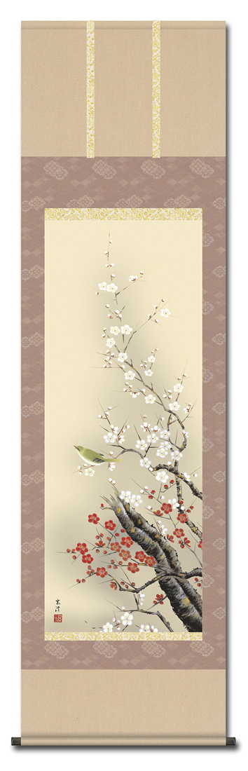 花鳥画 梅に鶯 清水玄澄 （春）尺五 【特価】！ 春 - 掛け軸（掛軸