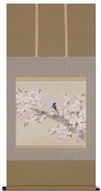 【40％OFF】桜に小鳥　川島正行　尺八横