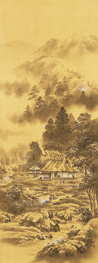 開運四神相応山水図」 今井玲豊（尺五）肉筆【全品送料無料】[受注製