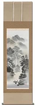 中家玲史 水墨山水 尺五立！ 山水画 - 掛け軸（掛軸）販売通販なら