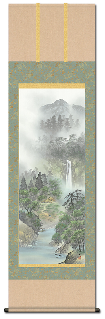 掛け軸 佐藤心渓 童子芭蕉遊図 紙本 希少 軸装 茶道具 掛軸 美品 です。 深緑渓谷 伊藤渓山 (三美会）尺五！ 山水画 - 掛け軸（掛軸）販売通販