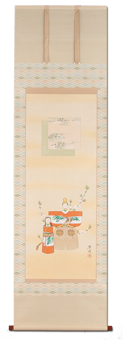立雛（色紙） 中村琴水 尺五立 肉筆！ 桃の節句 - 掛け軸（掛軸）販売