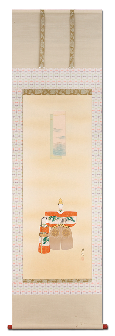 立雛（短冊） 中村琴水 尺五立 肉筆！ 桃の節句 - 掛け軸（掛軸）販売