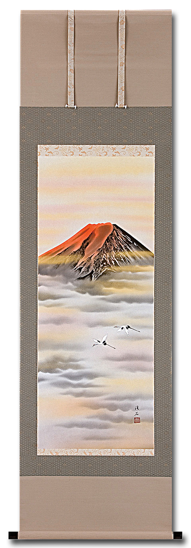 赤富士 大沢渓石 尺五立【 特価 】！ 掛け軸総本家店長のおすすめ商品