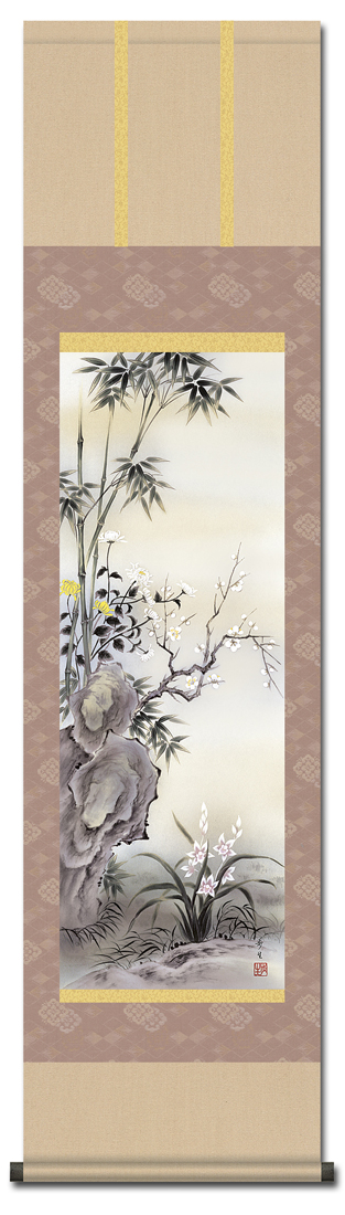 【真作】掛軸　高橋周桑　白牡丹　静寂の美　花鳥画　名品　二重箱入　R148 a1118-1.jpg