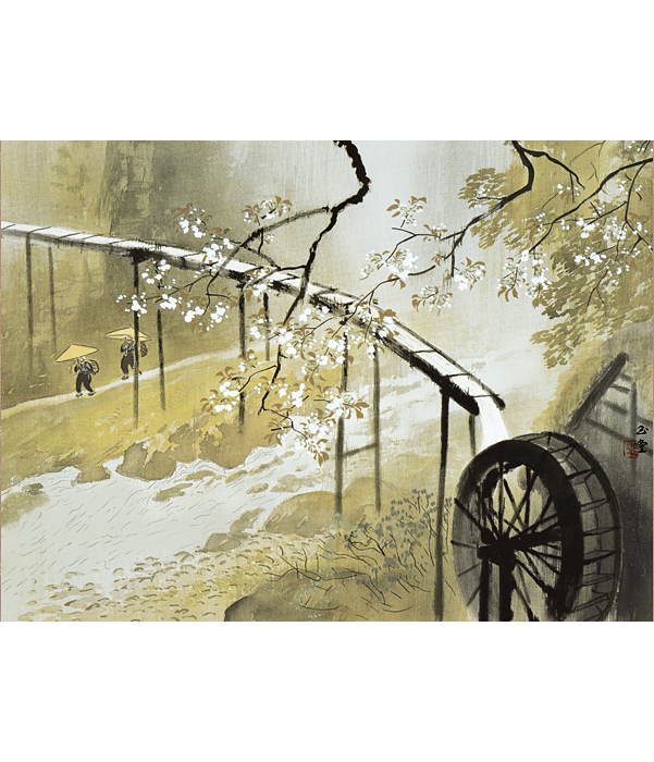 川合玉堂 暮春の雨 ぼしゅんのあめ （名画複製画） 尺五 日本製 大観