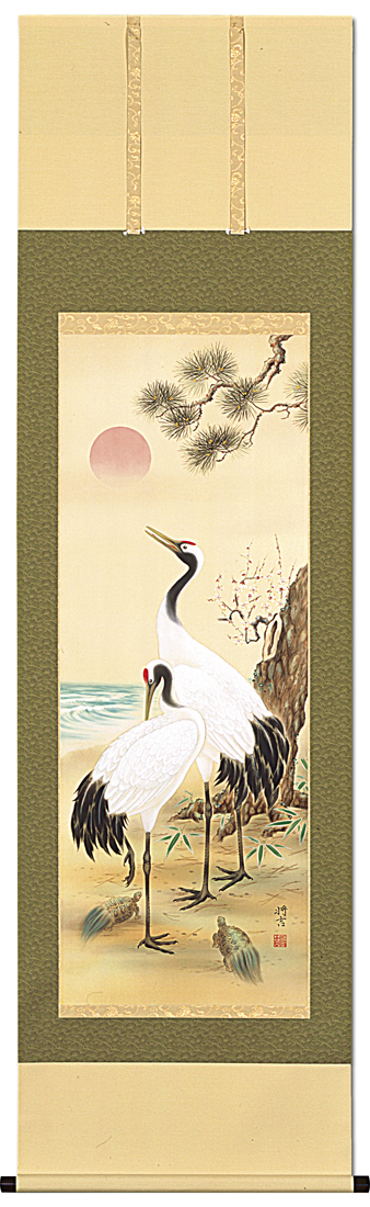 特価 】松竹梅鶴亀 佐々将吉 尺五立！ 開運画 - 掛け軸（掛軸）販売