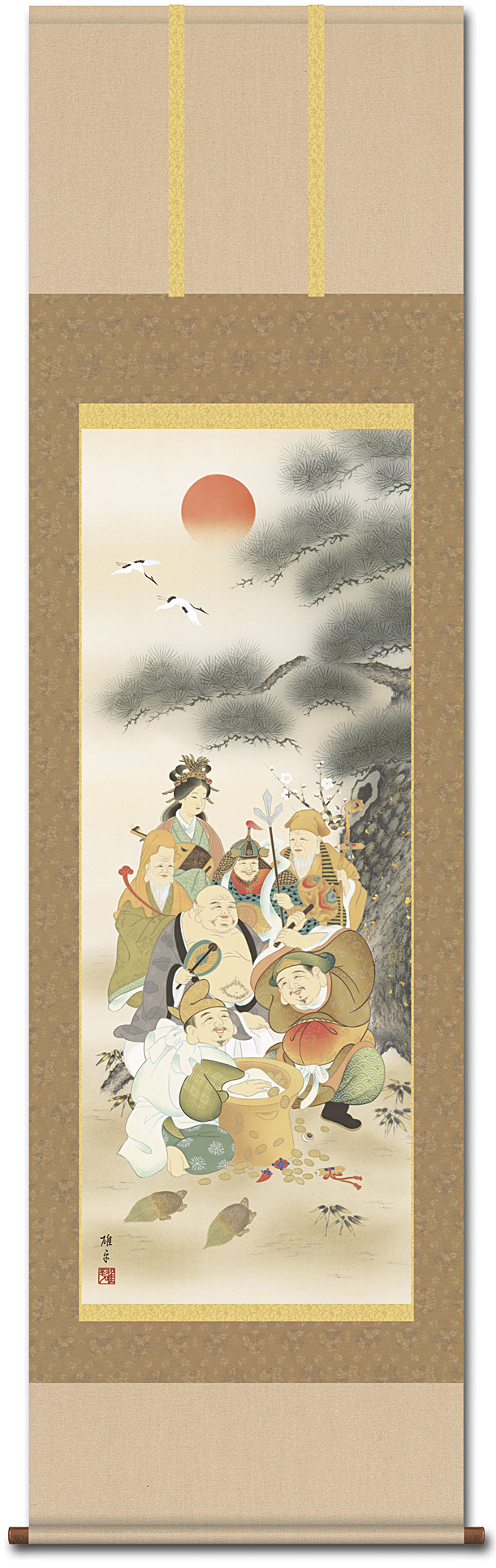 七福神/ 鵜飼雄平 （竹翠会） 尺五 【特価 】 日本製 七福神 - 掛け軸