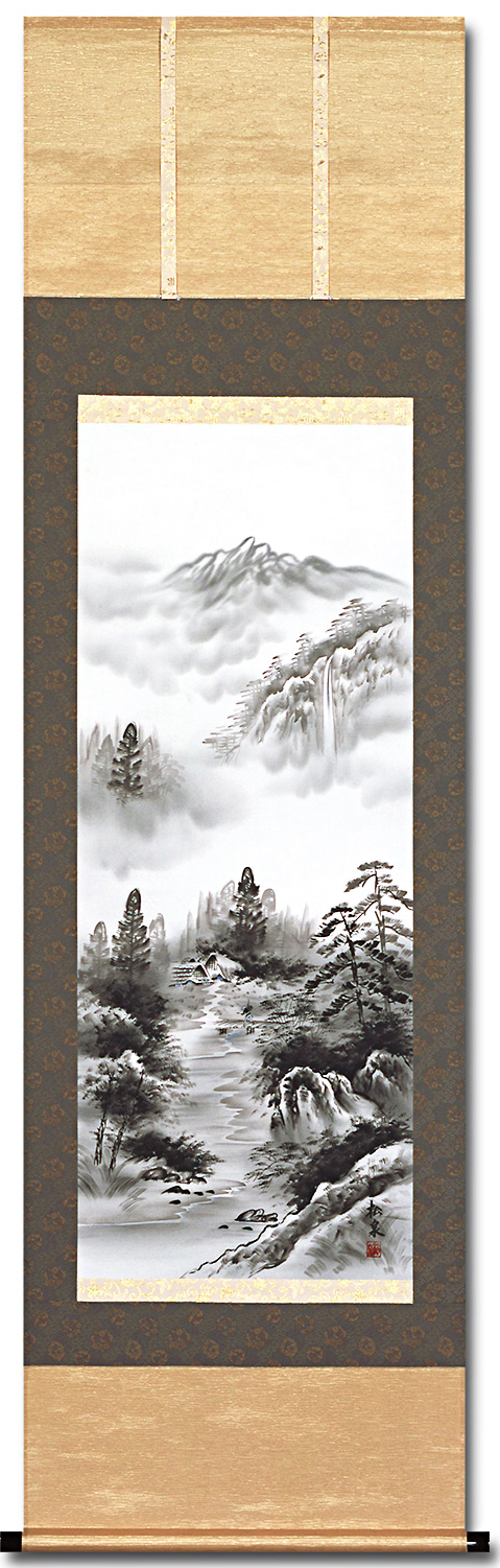 掛軸　山水図　逸品　合箱入　K89 掛軸山水図逸品合箱入K89