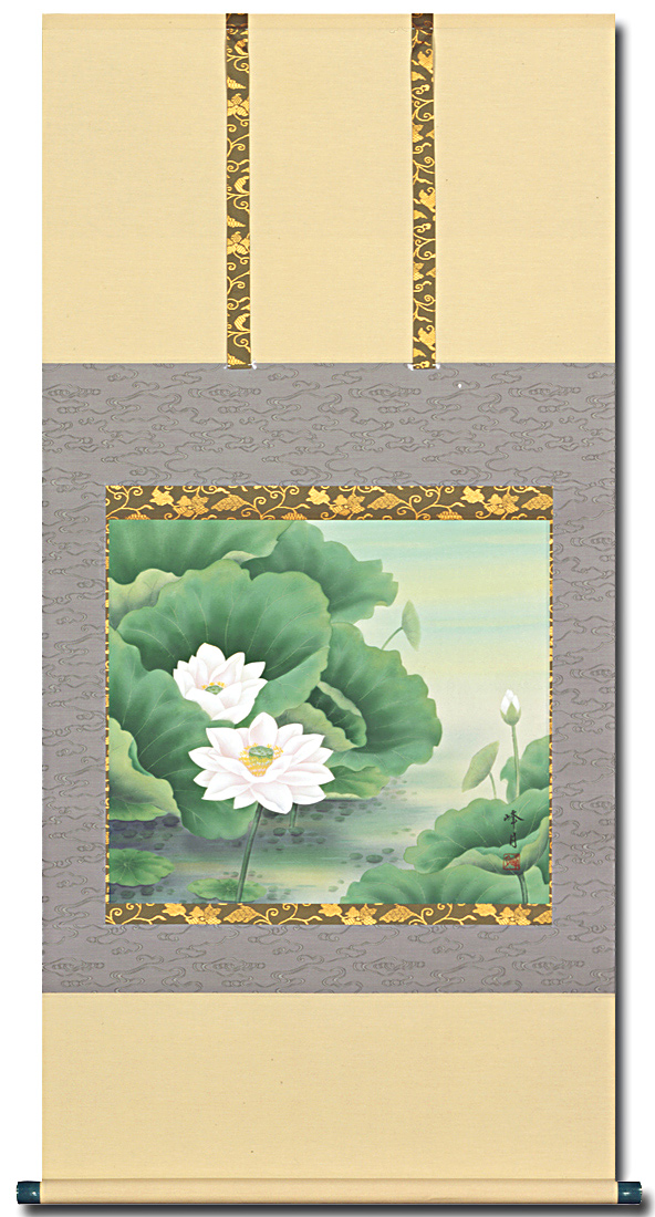 聖蓮花 前川峰月 （尺八横） 【特価 】！ 蓮 - 掛け軸（掛軸