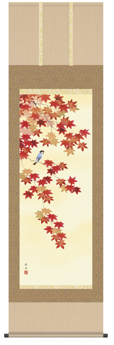 紅葉 長江桂舟 尺五立 （秋）【特価】 日本製 秋 - 掛け軸（掛軸）販売