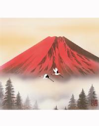 【彩色山水】　赤富士飛翔 伊藤香旬 （弥栄会）尺五横